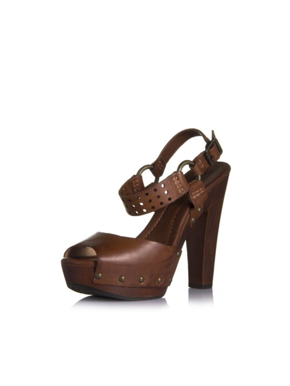 Frye Fran Harness 2 Piece Platform Leather Heels Tan
